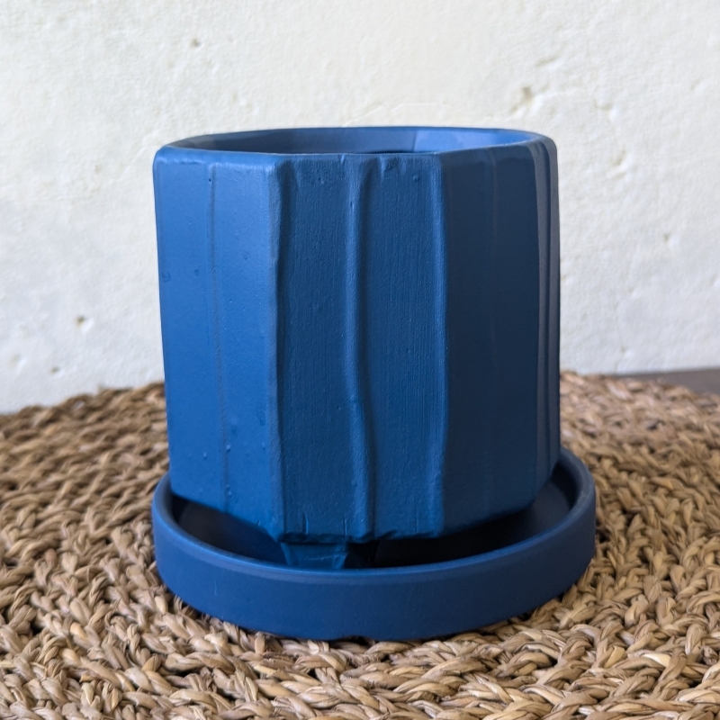 Blue Ziggy Ceramic Pot