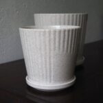 Cream Ribbed Ceramic Pot
