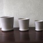 Grey Ribbed Ceramic Pot