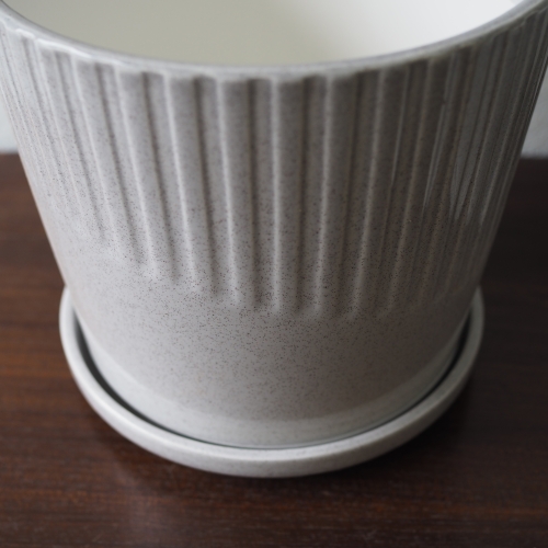 Grey Ribbed Ceramic Pot - Image 2